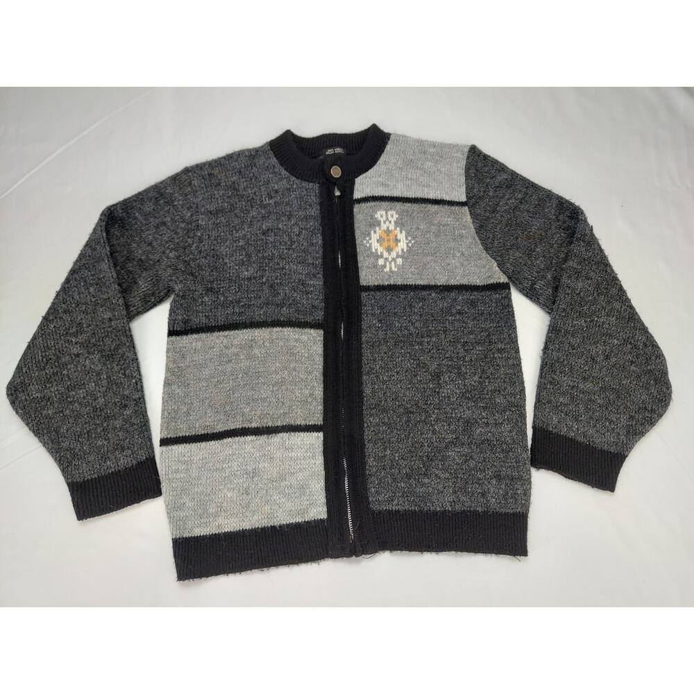 Rugby Cardigan Mad Men Mondrian Vintage 60's Womens Gray Panel Color Block Small